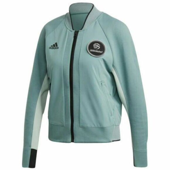 Adidas FK1035 Women's Sz Large USA Volleyball Green Varsity Bomber Jacket $100+ - Picture 6 of 11